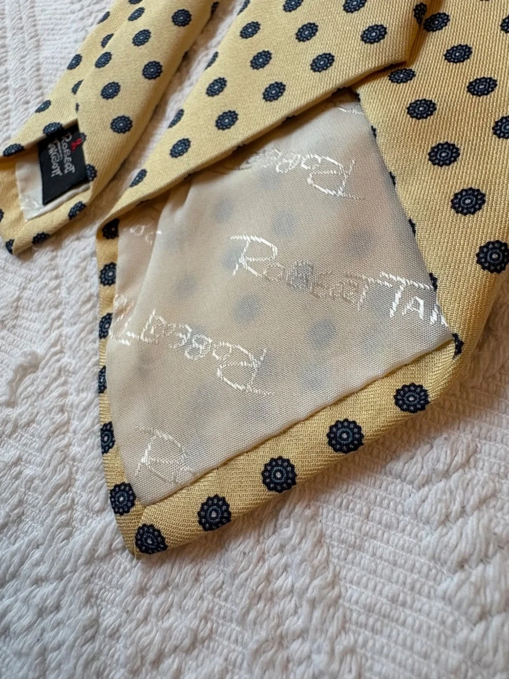 Talbott Silk Tie Schupp & Snyder Louisville Yellow Navy Geometric